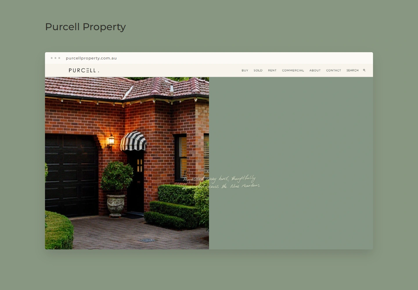 Purcell Property website hero presentation