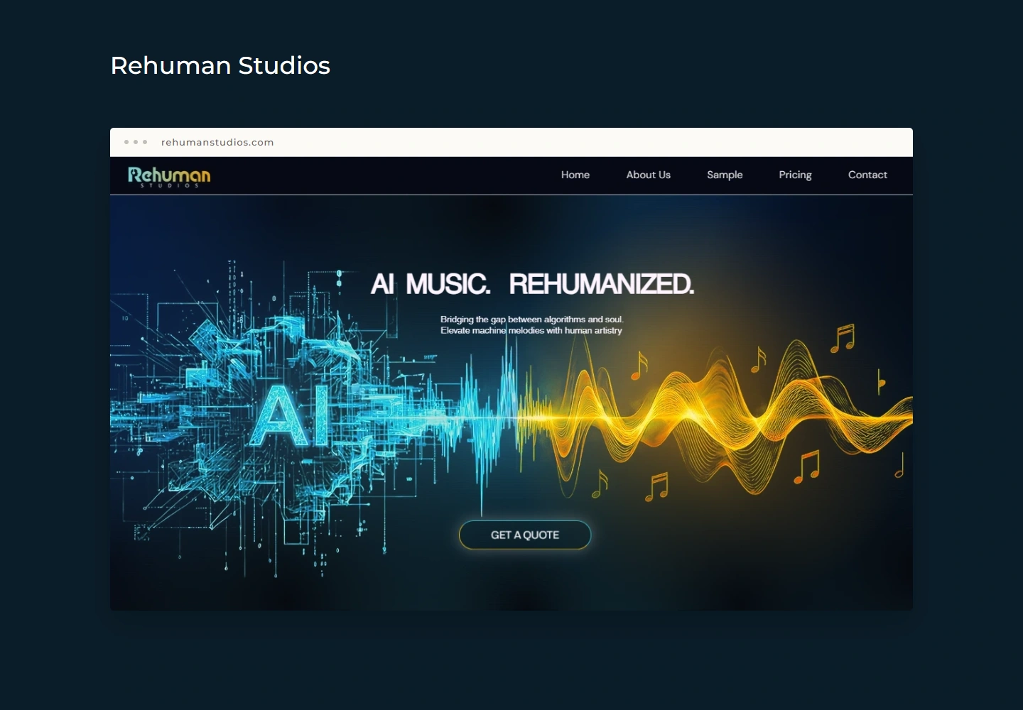 Rehuman Studios website hero presentation