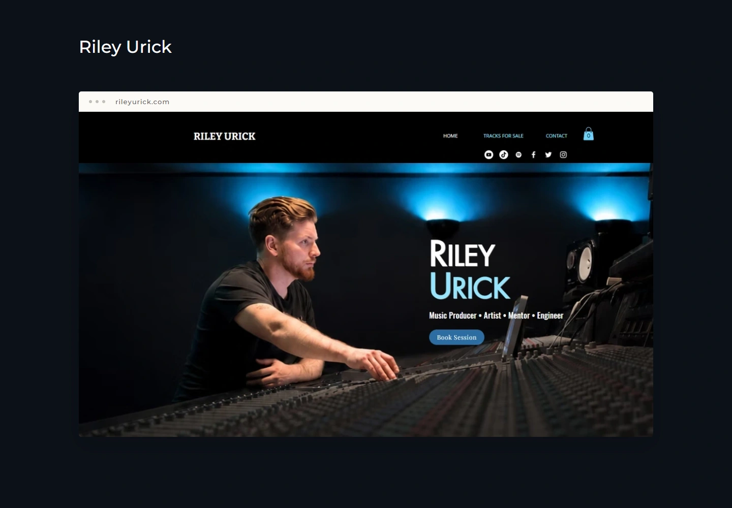 Riley Urick website hero presentation