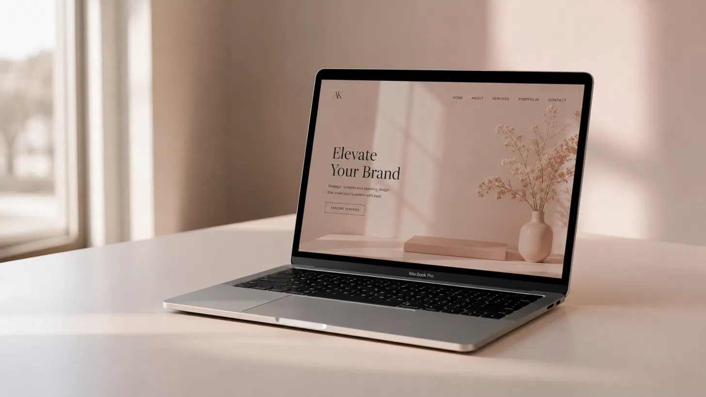 Elegant website mockup on a laptop