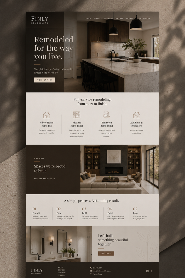 Finly Remodelers website design