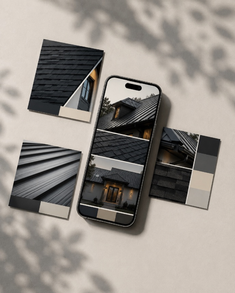 Summit Roofing brand boards on phone